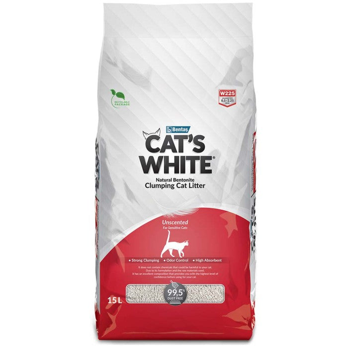 Cats White Arena Natural Sin Aroma 15 litros ( 13.5 kg Aprox )